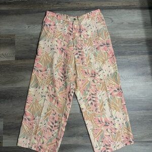 Lani Pink and Cream Tropical Print Trousers Size 12